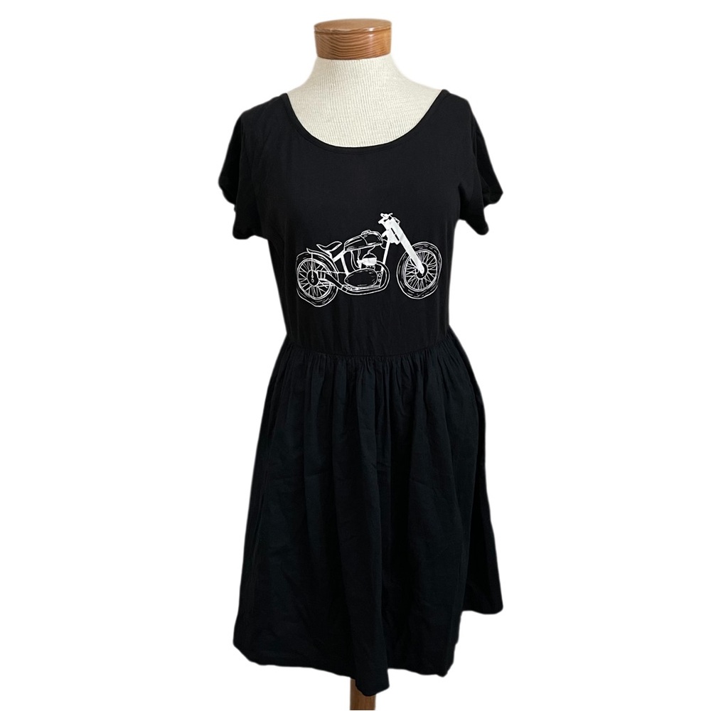 ✨FC Jeans Black Short Sleeved Motorbike Dress